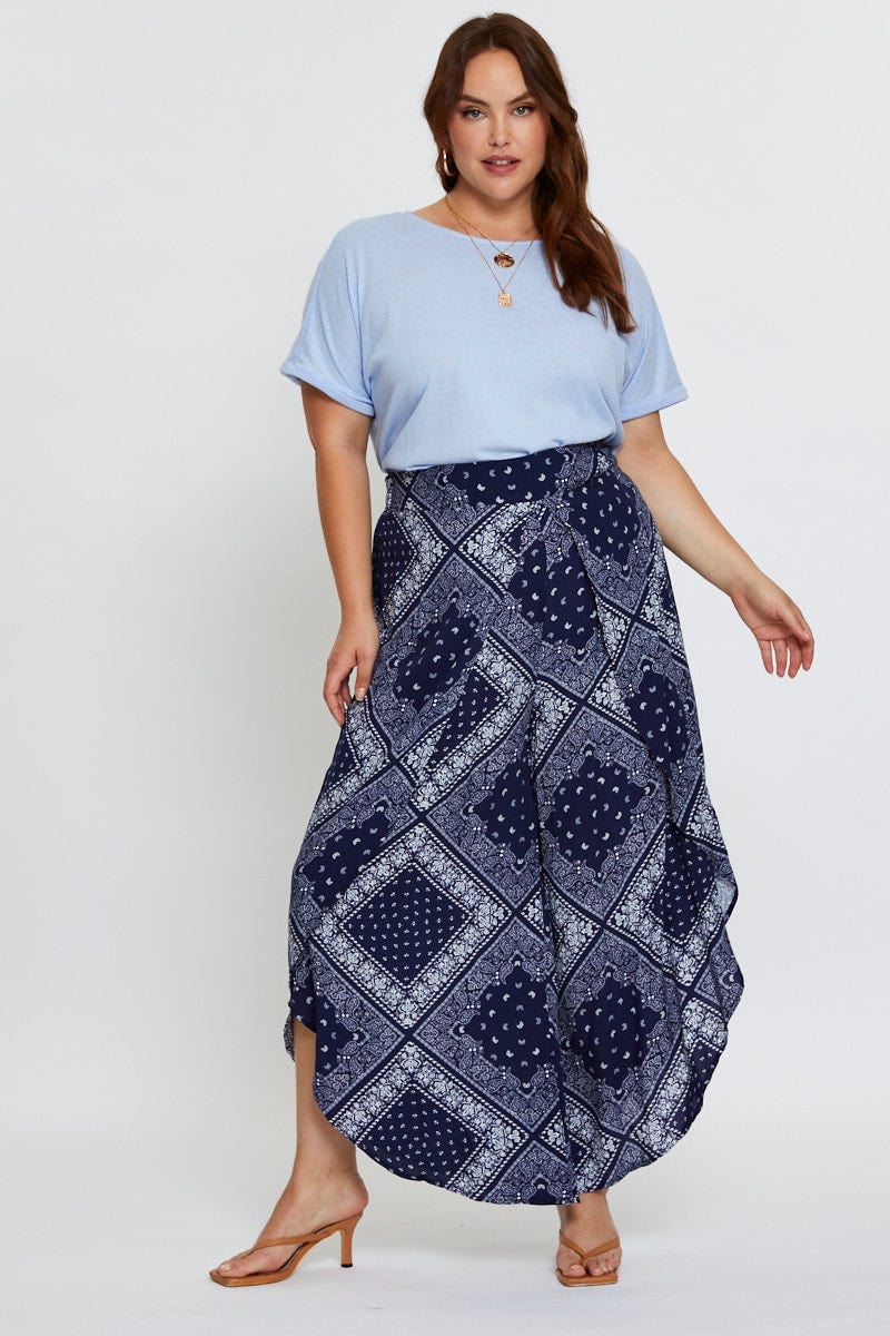 Blue Sleeve T-shirt Round Neck Cuff Short - Image 6