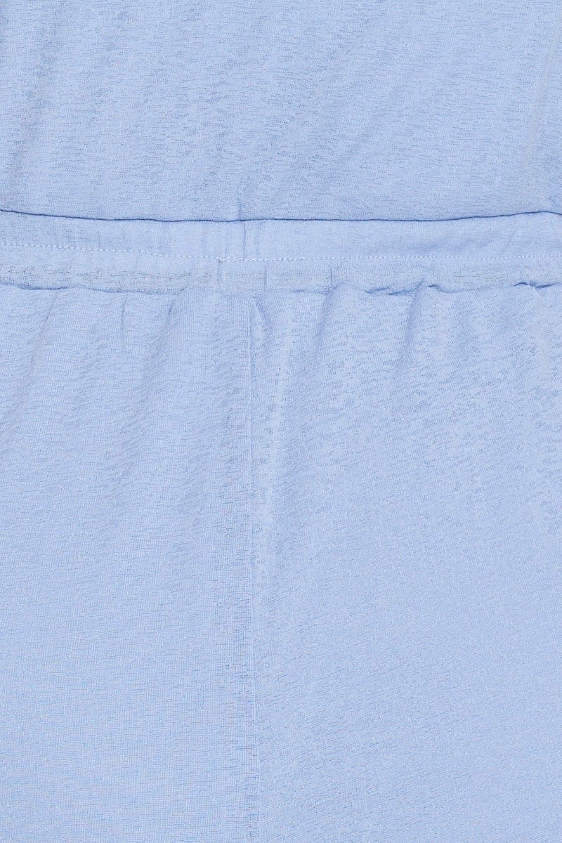Blue Sleeveless Wrap Top Textured Jersey Playsuit - Image 6