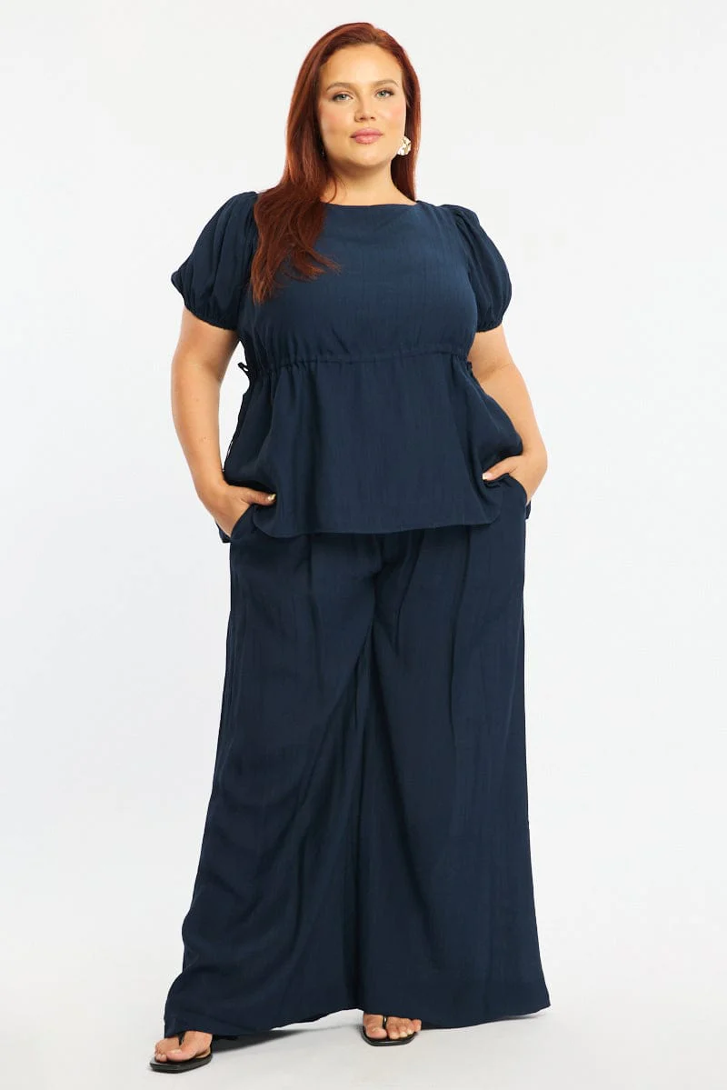 Blue Smock Top Short Sleeve - Image 2