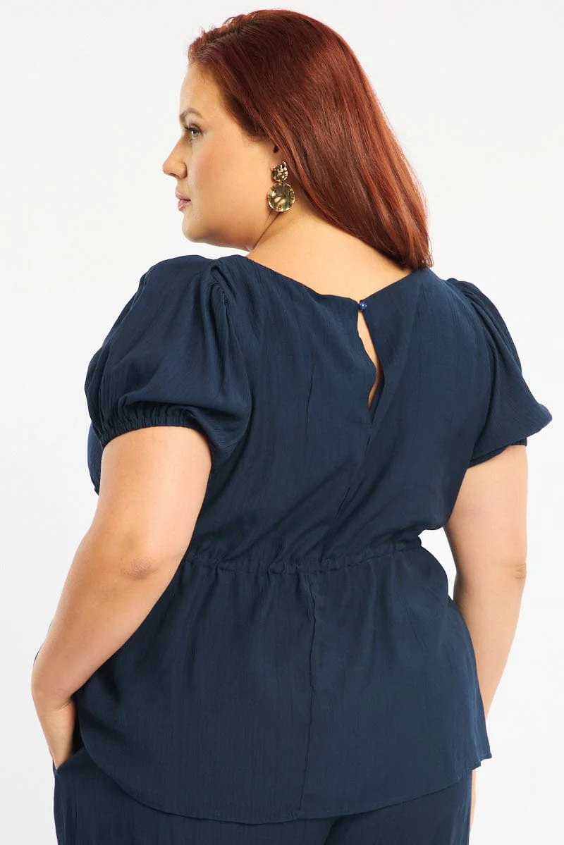 Blue Smock Top Short Sleeve - Image 4