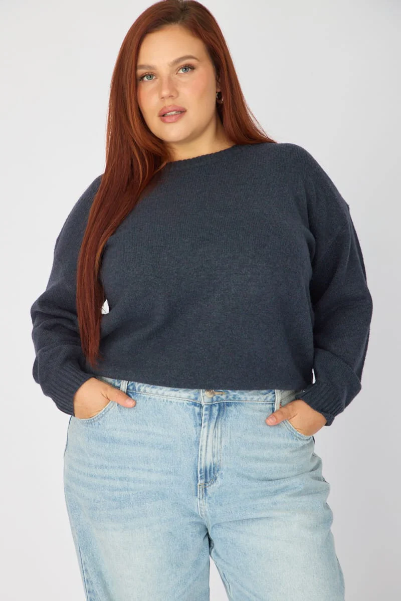 Blue Soft Knit Jumper Long Sleeve - Image 2