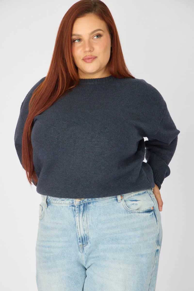 Blue Soft Knit Jumper Long Sleeve - Image 4