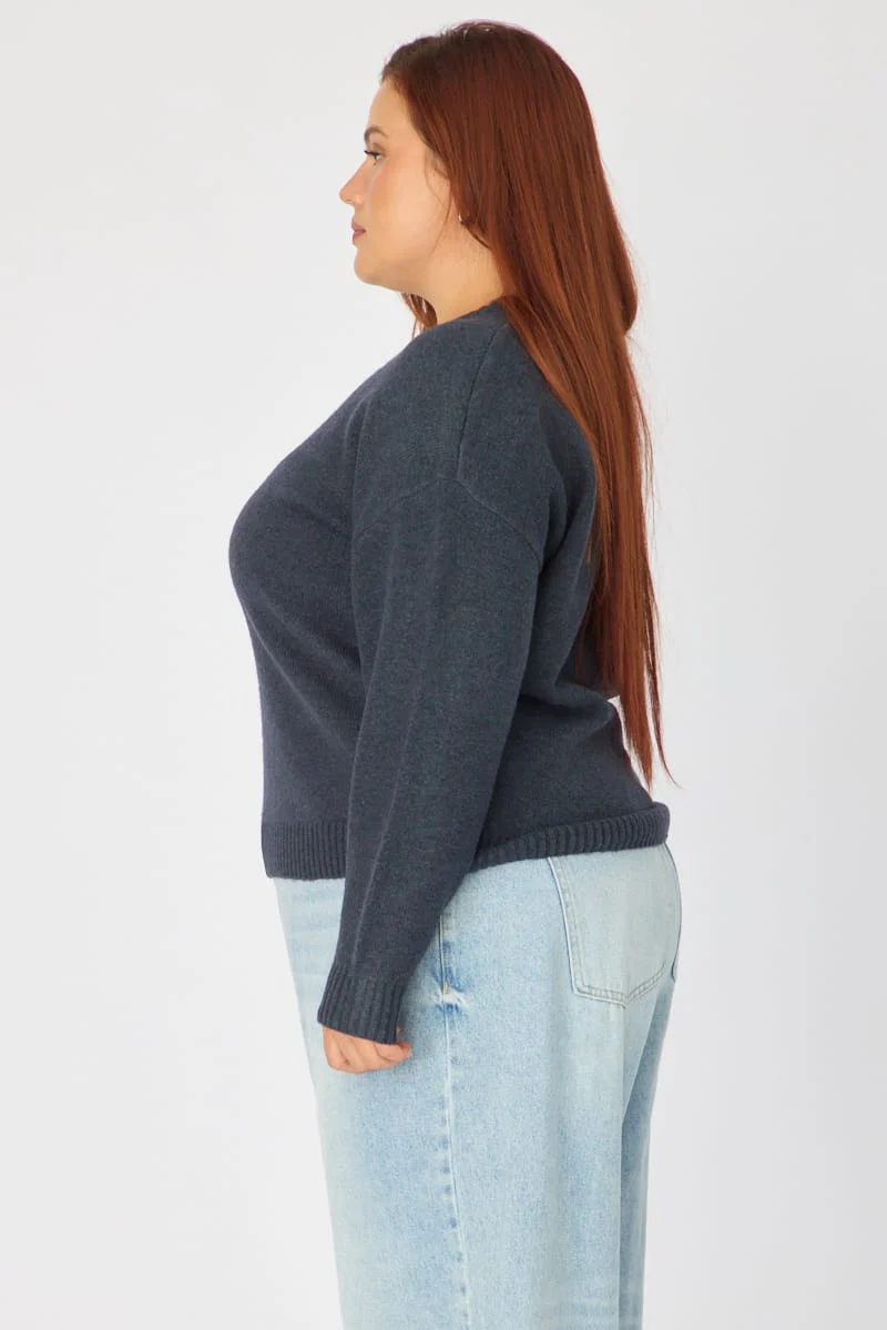 Blue Soft Knit Jumper Long Sleeve - Image 5