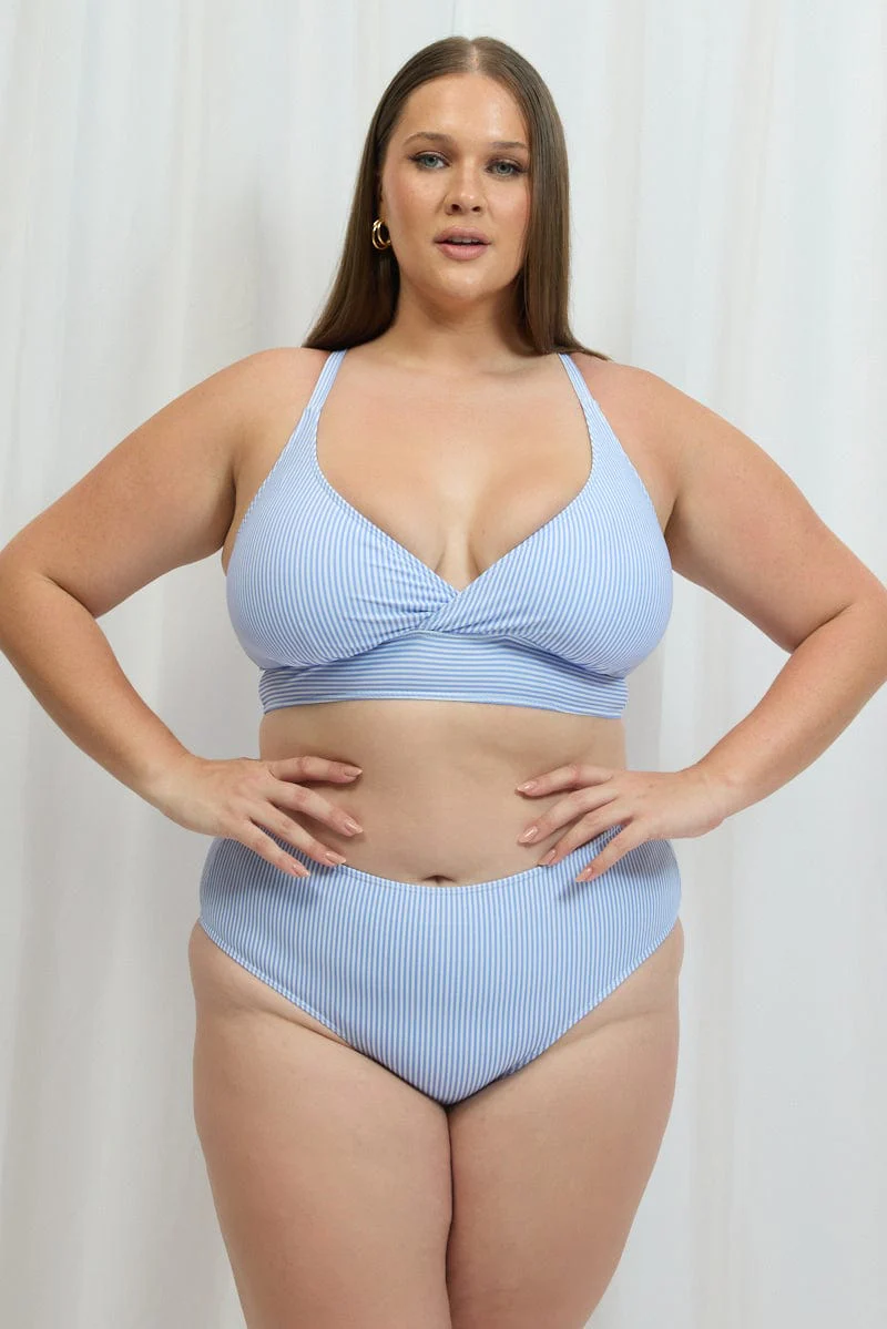 Blue Stripe Bikini Set - Image 3