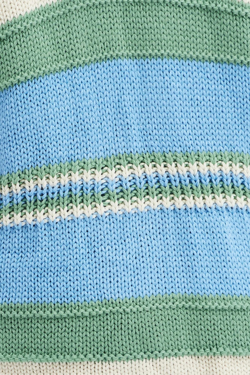 Blue Stripe Oversized Knit Cardigan - Image 6