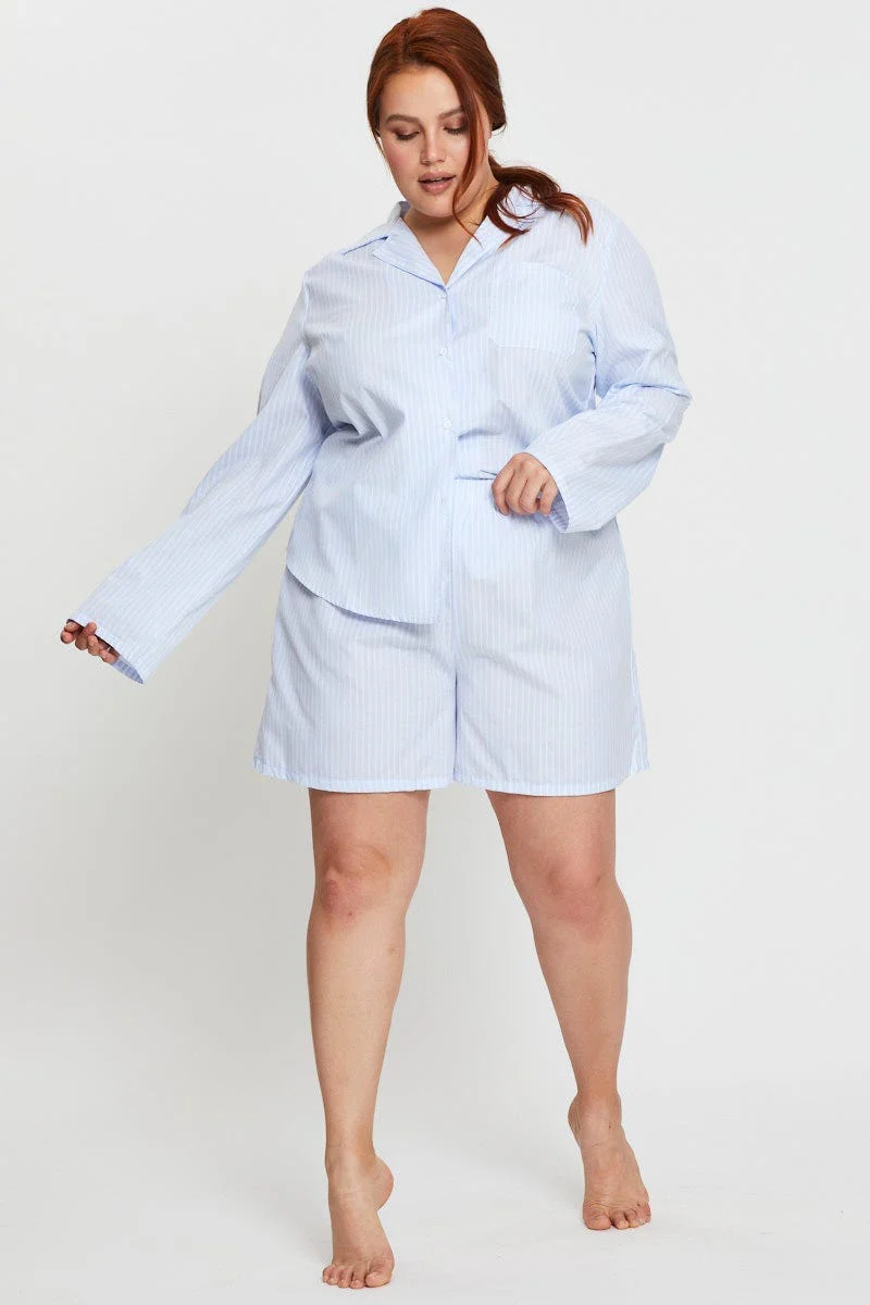 Blue Stripe Pyjama 2 Piece Pj Set - Image 2