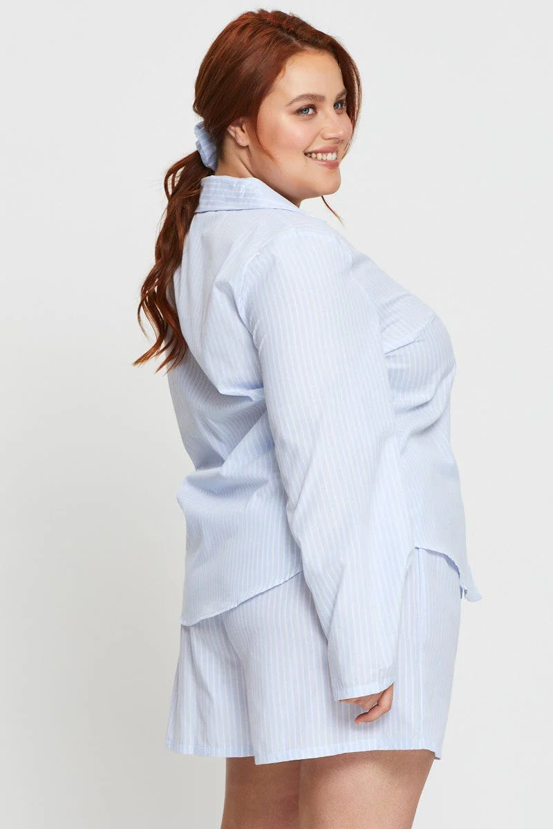 Blue Stripe Pyjama 2 Piece Pj Set - Image 3
