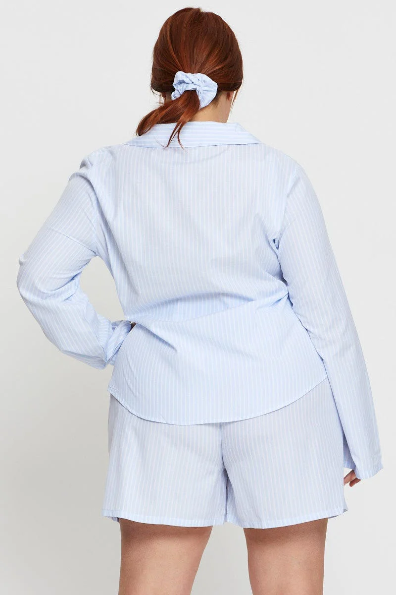 Blue Stripe Pyjama 2 Piece Pj Set - Image 4