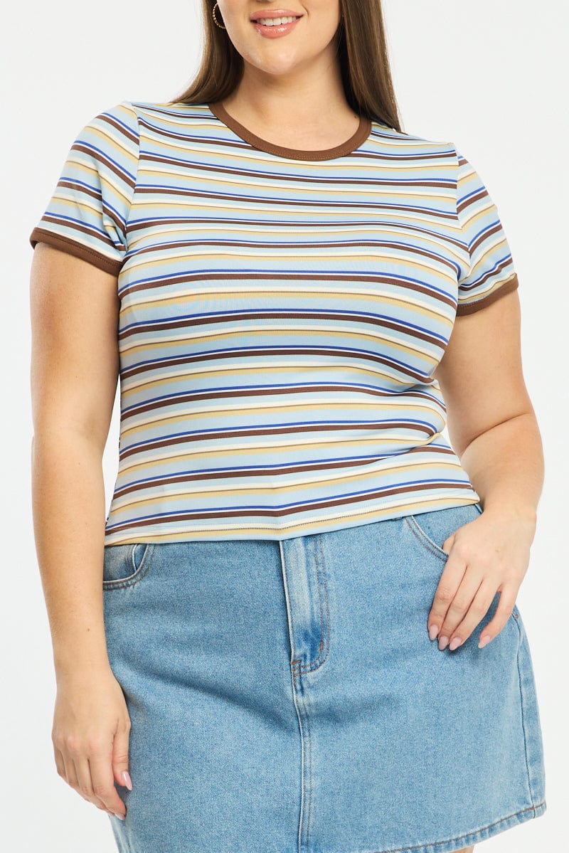 Blue Stripe Ringer Tee Short Sleeve - Image 5