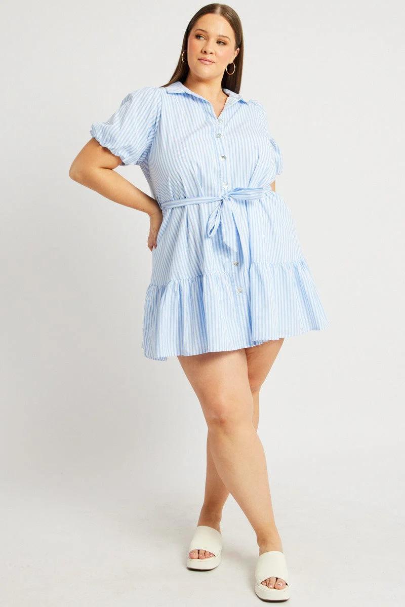 Blue Stripe Shirt Dress - Image 2