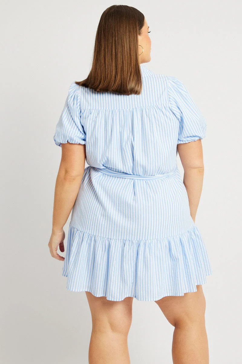 Blue Stripe Shirt Dress - Image 5