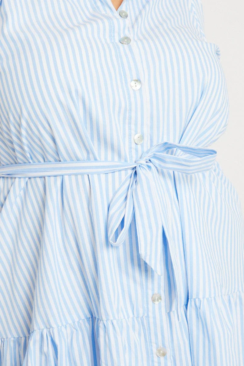 Blue Stripe Shirt Dress - Image 6