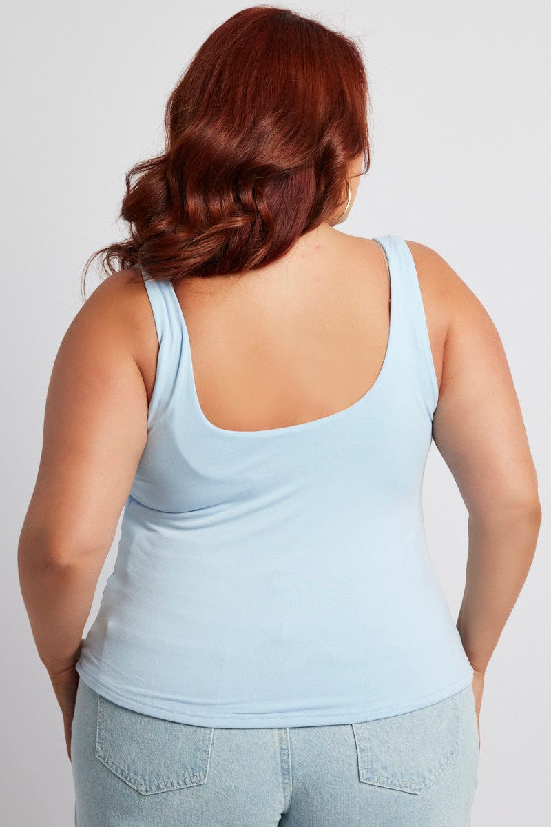 Blue Supersoft Top Sleeveless Sweetheart Neckline - Image 5