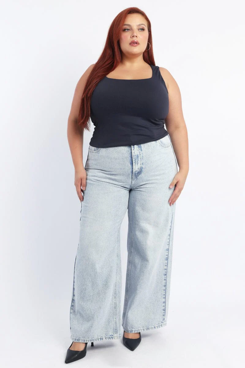 Blue Supersoft Top U Neck Sleeveless - Image 3