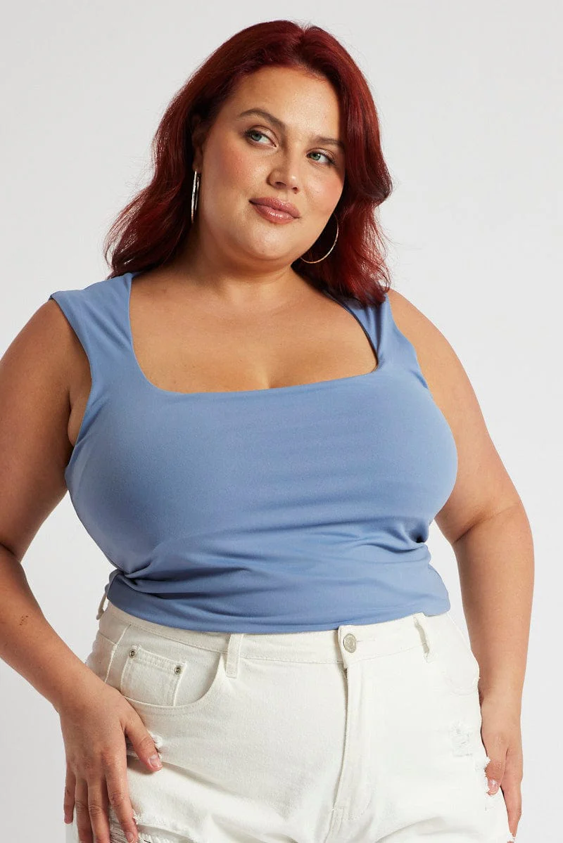 Blue Tank Top Scoop Neck Supersoft - Image 3