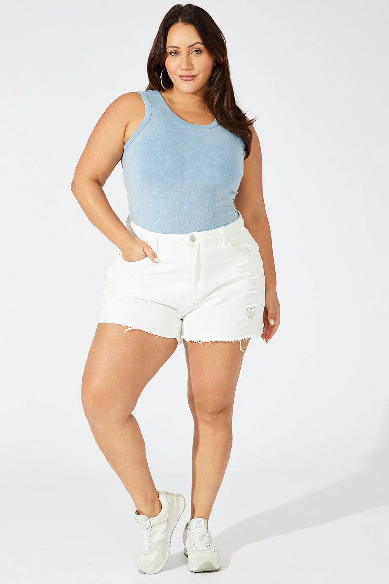 Blue Tank Top Seamless Washed - Image 2
