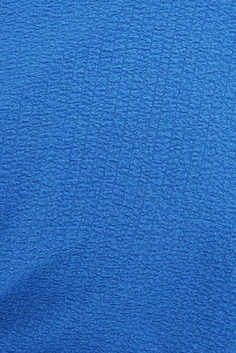 Blue Textured Shirt Crinkle Button Through Oversized - Image 6