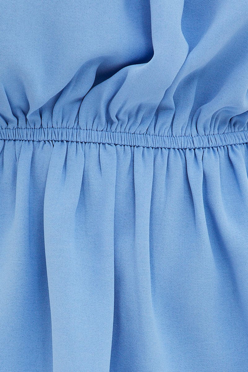 Blue Textured Top Off Shoulder Crepe Jersey - Image 6