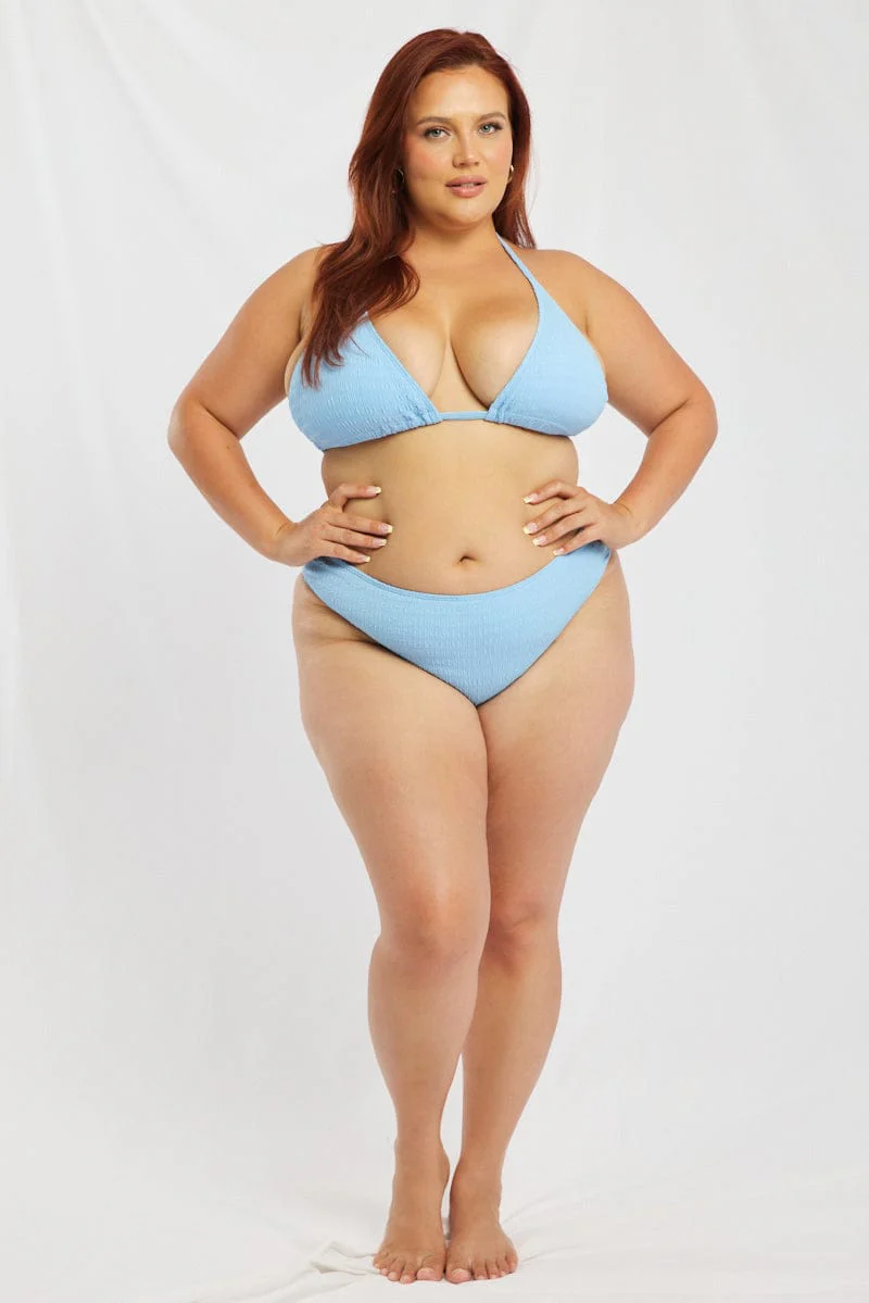 Blue Triangle Bikini Set With Sarong - Image 2