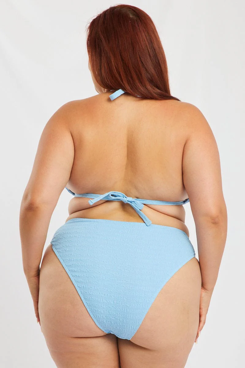 Blue Triangle Bikini Set With Sarong - Image 4