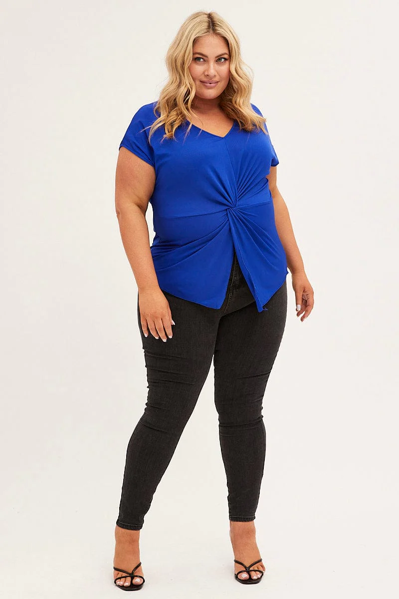 Blue Twist Top Short Sleeve - Image 2
