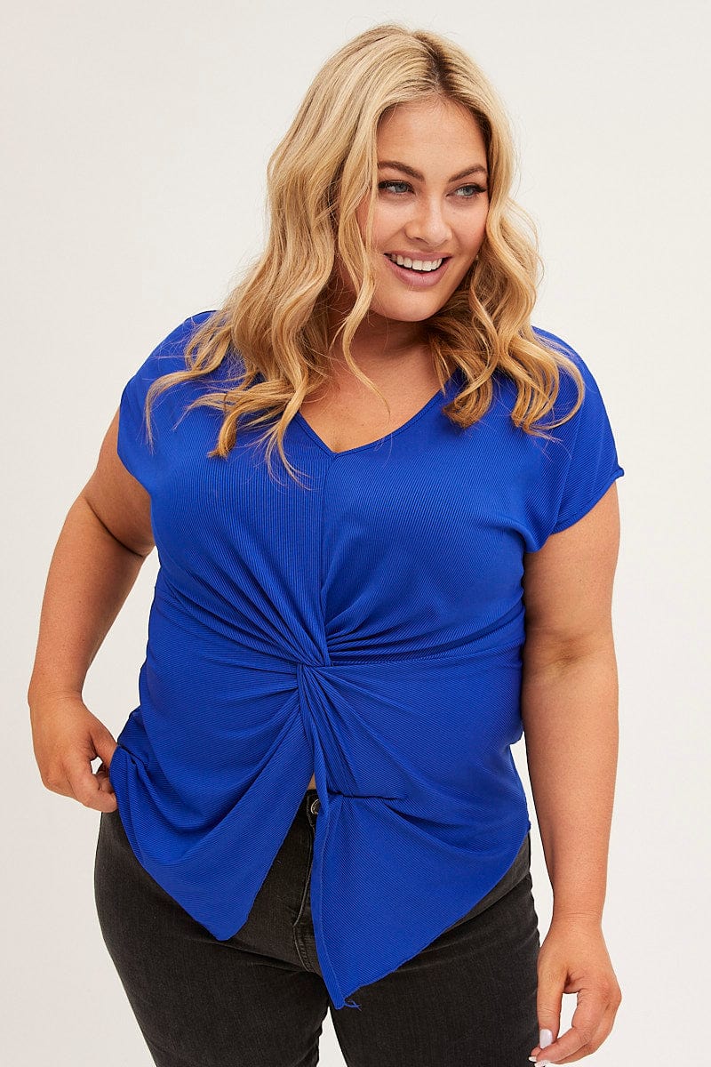 Blue Twist Top Short Sleeve - Image 3