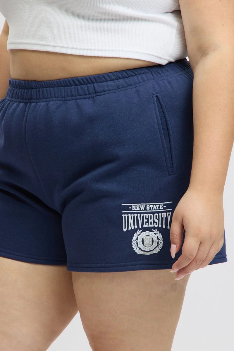 Blue University Embroidered Track Shorts - Image 5