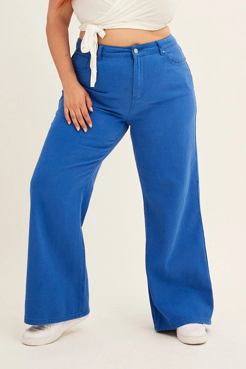 Blue Wide Leg Jeans High Rise - Image 2
