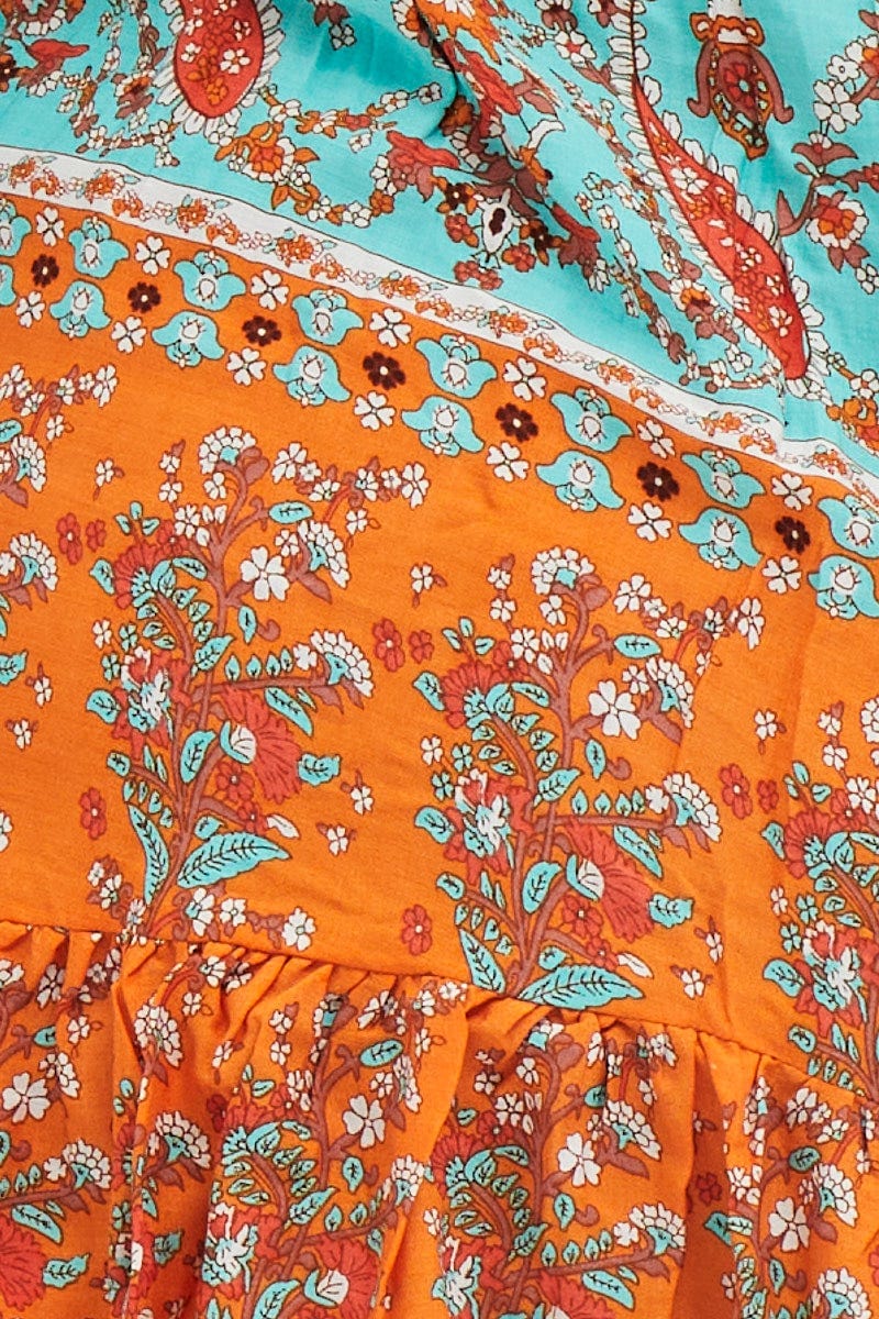 Boder Print Smock Top Long Sleeve Tie - Image 6