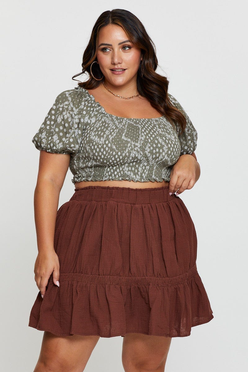 Boho Print Crop Top Short Sleeve - Image 3