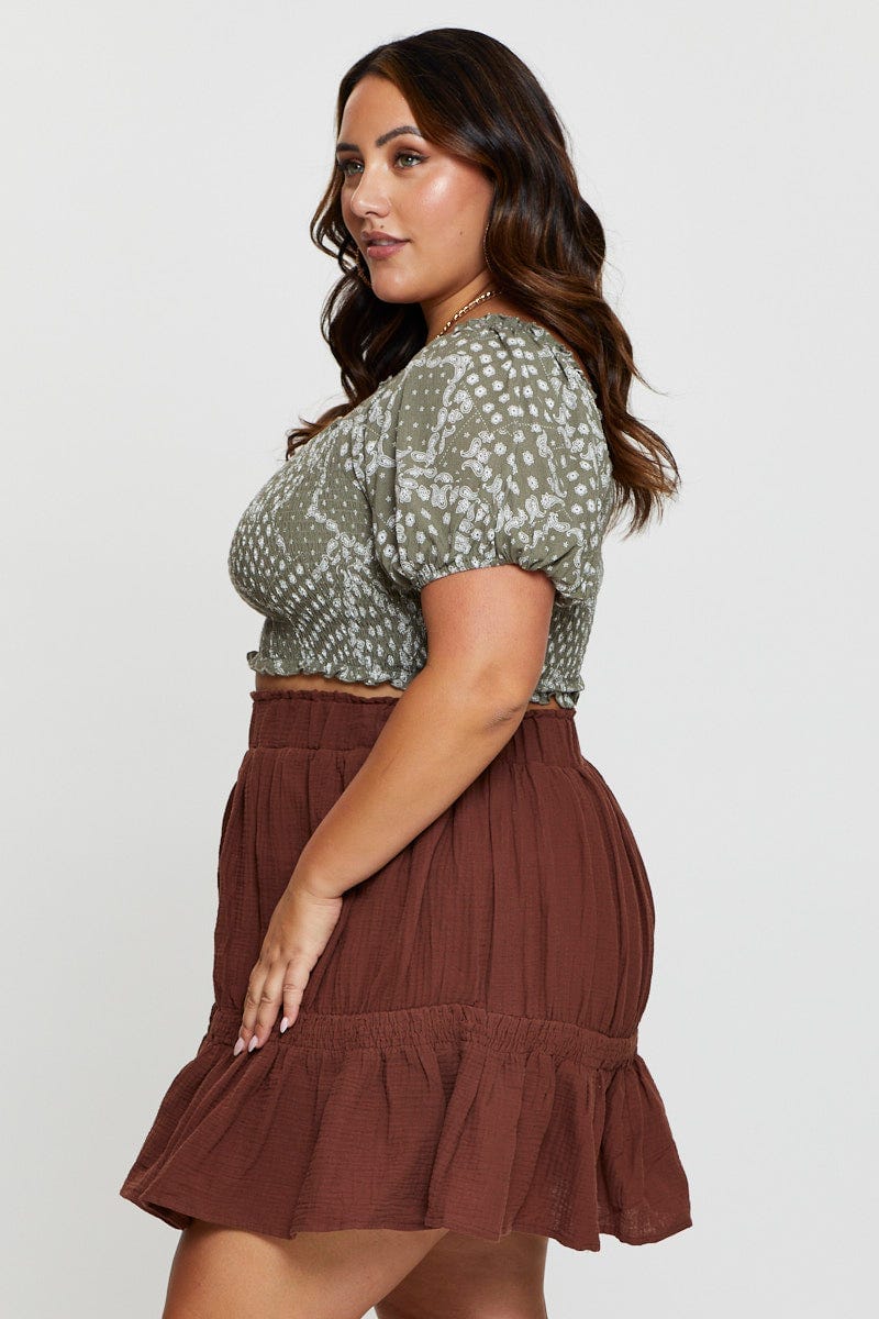 Boho Print Crop Top Short Sleeve - Image 4