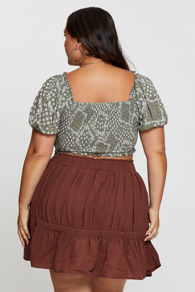 Boho Print Crop Top Short Sleeve - Image 5