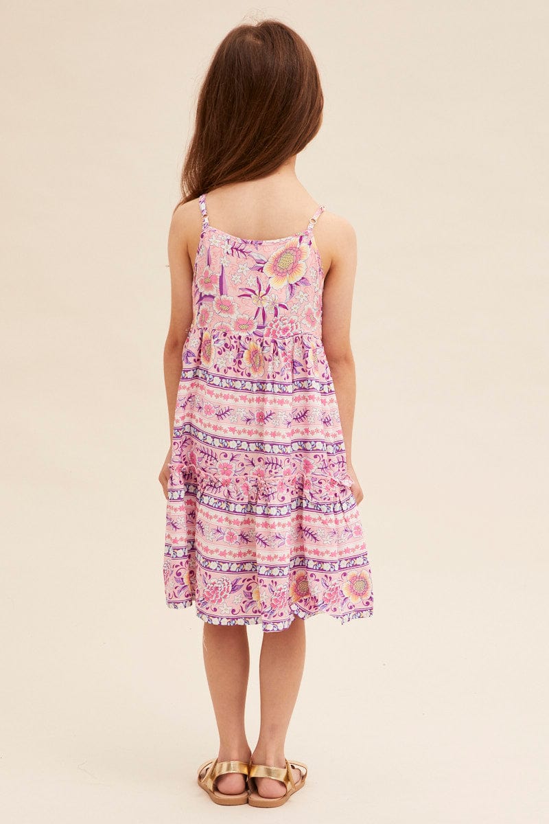 Boho Print Maxi Dress Kids Sleeveless - Image 5