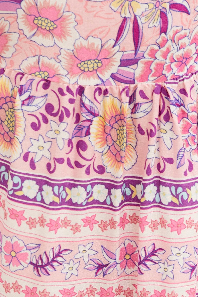 Boho Print Maxi Dress Kids Sleeveless - Image 6
