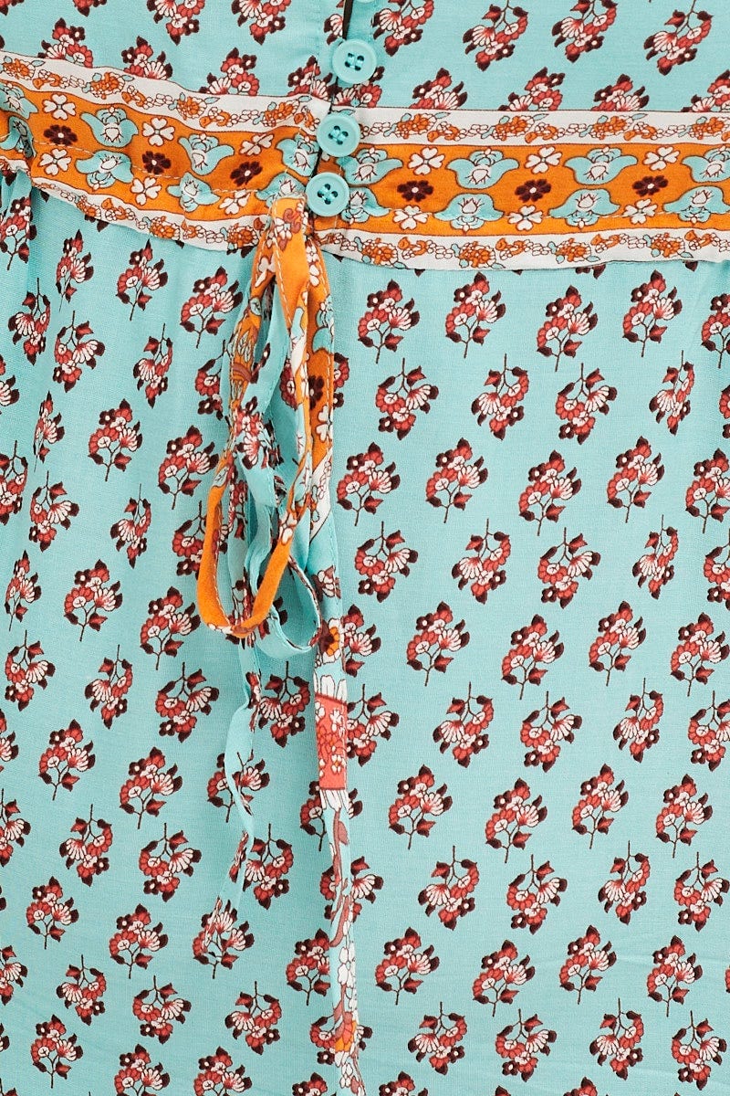 Boho Print Maxi Dress V-neck Long Sleeve - Image 6