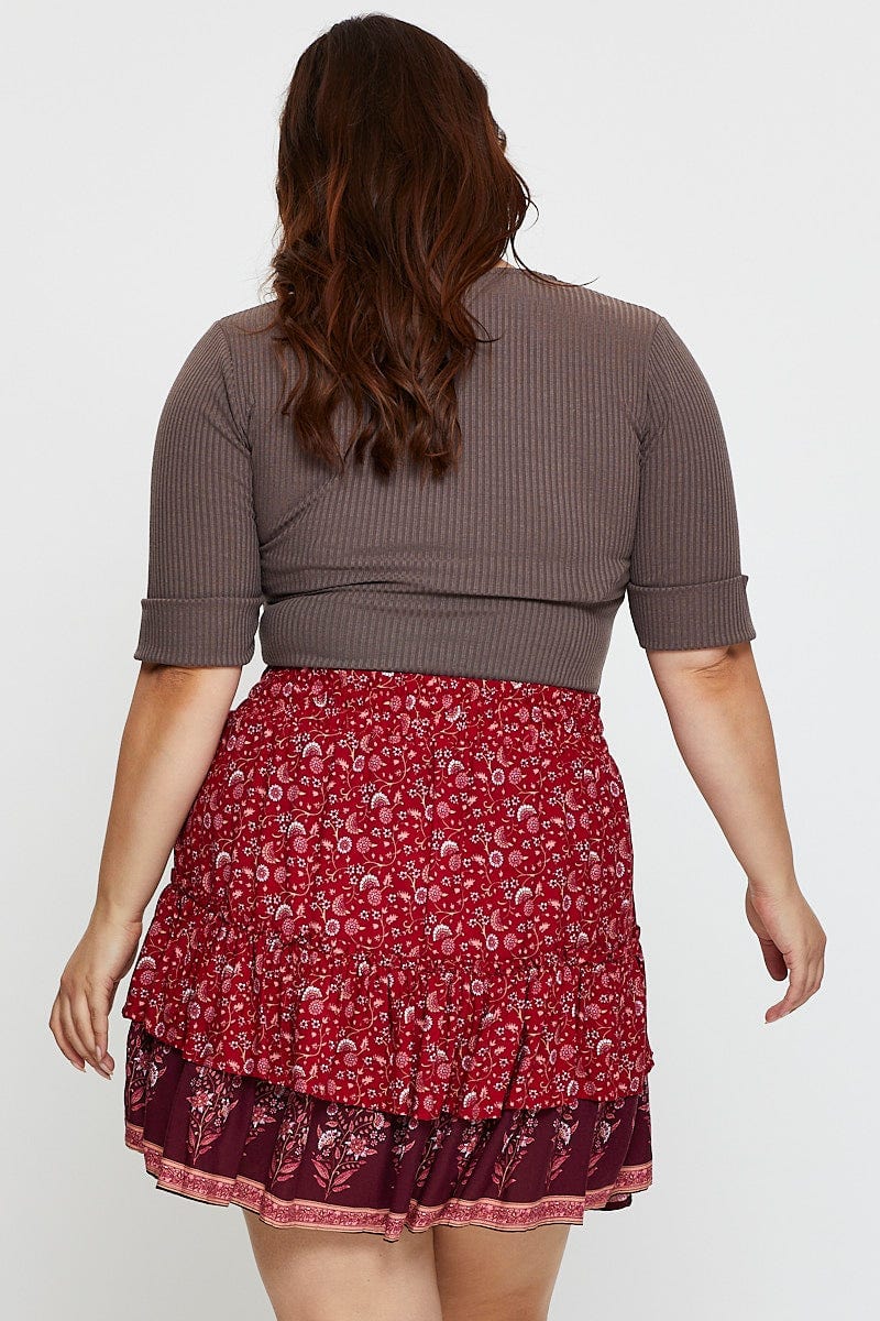 Boho Print Mini Skater Skirt Elastic Waist - Image 5