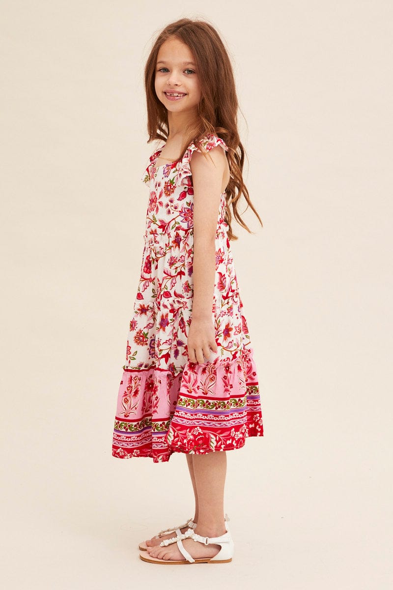 Boho Print Kids Midi Dress Tiered Boho - Image 4