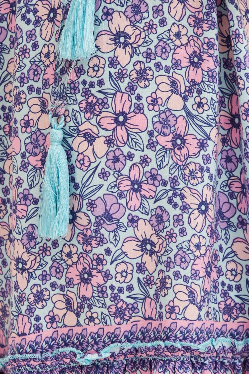 Boho Print Kids Short Sleeve Boho Smock Dress - Image 6