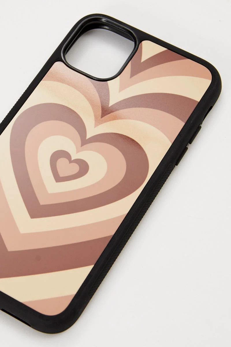 Brown Abstract Heart Phone Cover I Phone 11 - Image 2