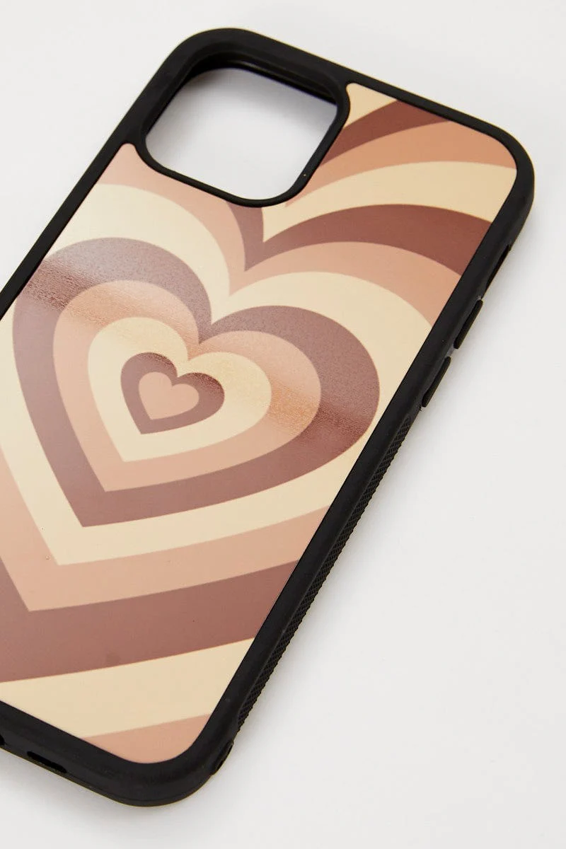 Brown Abstract Heart Phone Cover I Phone 12 - Image 2