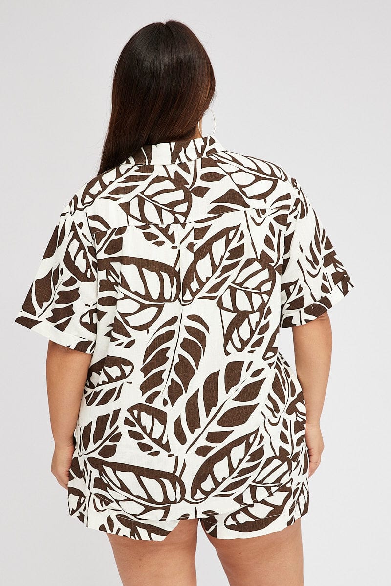 Brown Abstract Relaxed Shirt Short Sleeve - Image 5