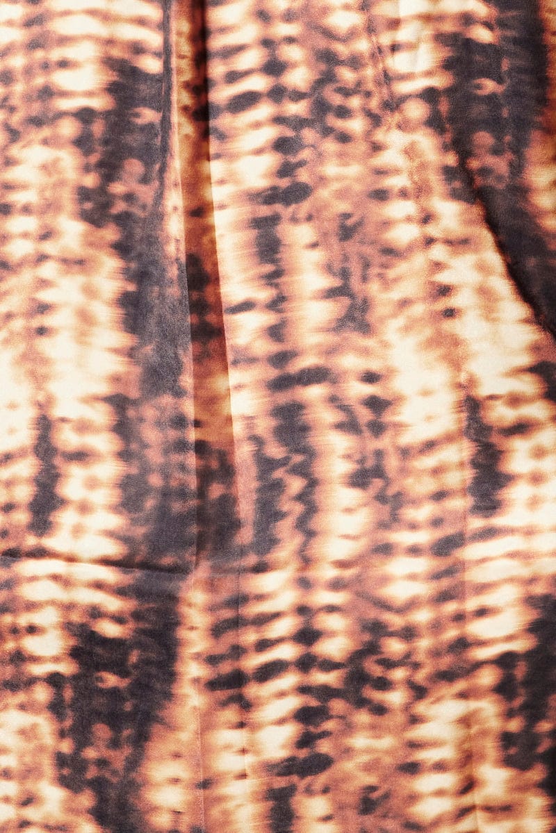 Brown Abstract Relaxed Shirt Short Sleeve Satin - Image 6