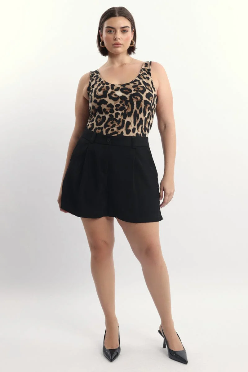 Brown Animal Print Bodysuit Sleeveless - Image 2