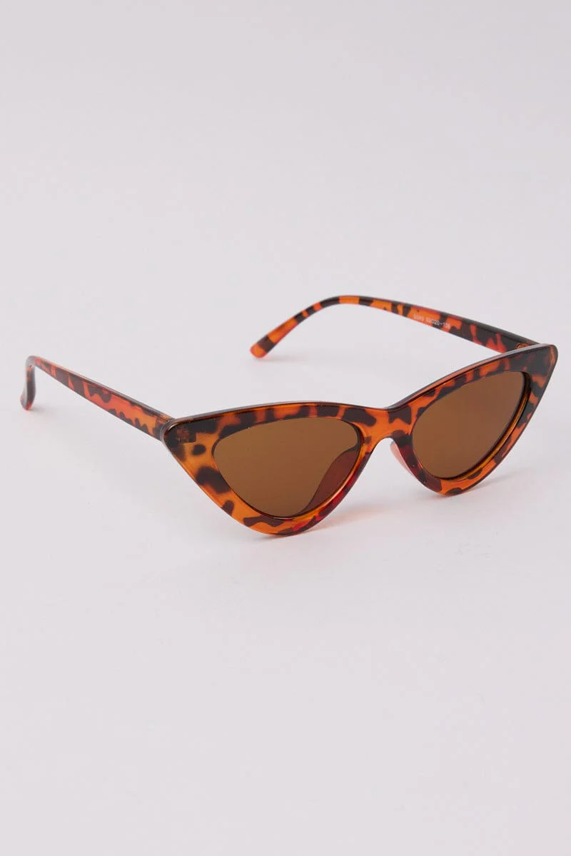 Brown Animal Print Cat Eye Sunglasses