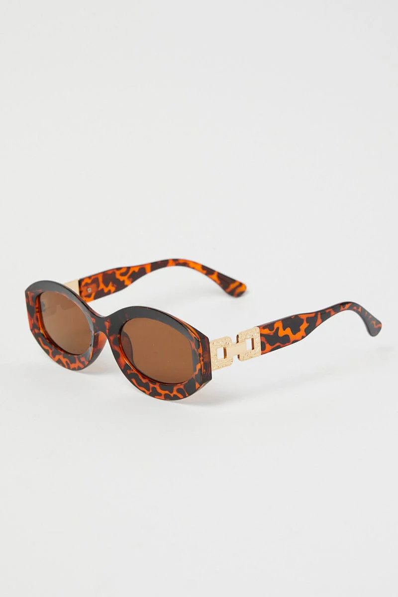 Brown Animal Print Fashion Sunglasses