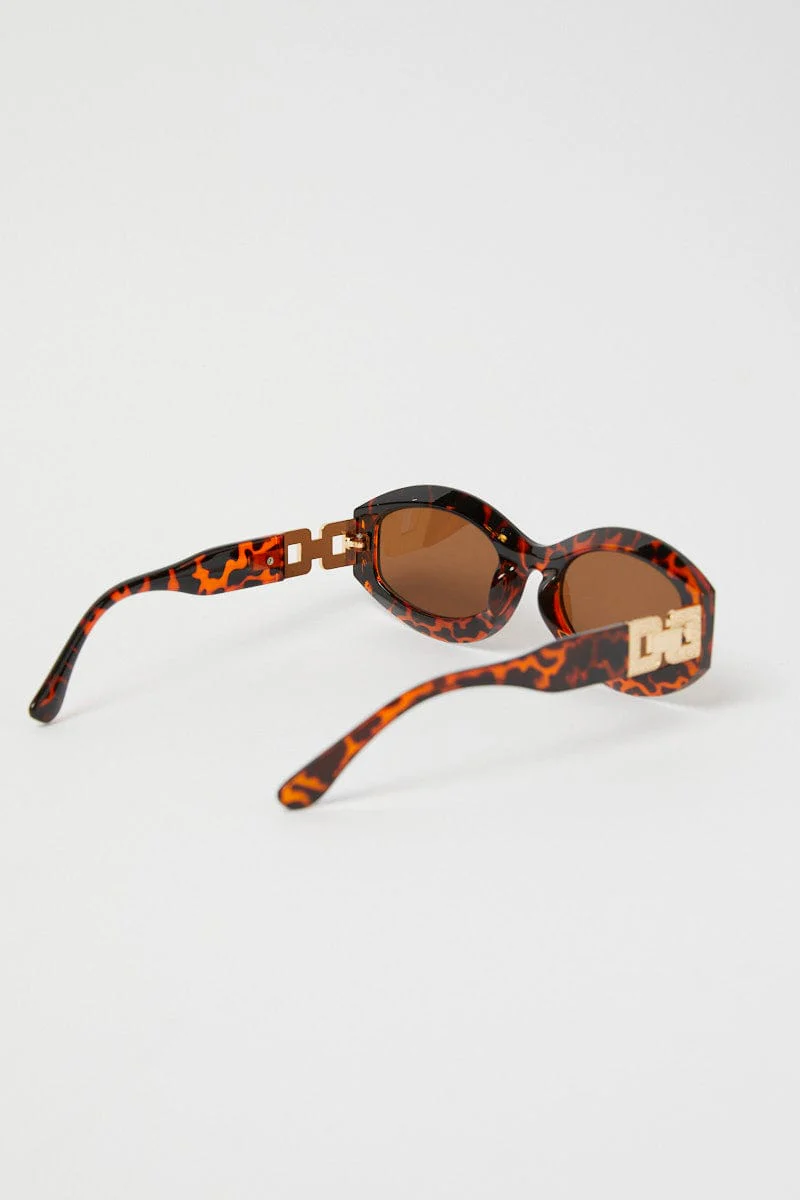 Brown Animal Print Fashion Sunglasses - Image 2