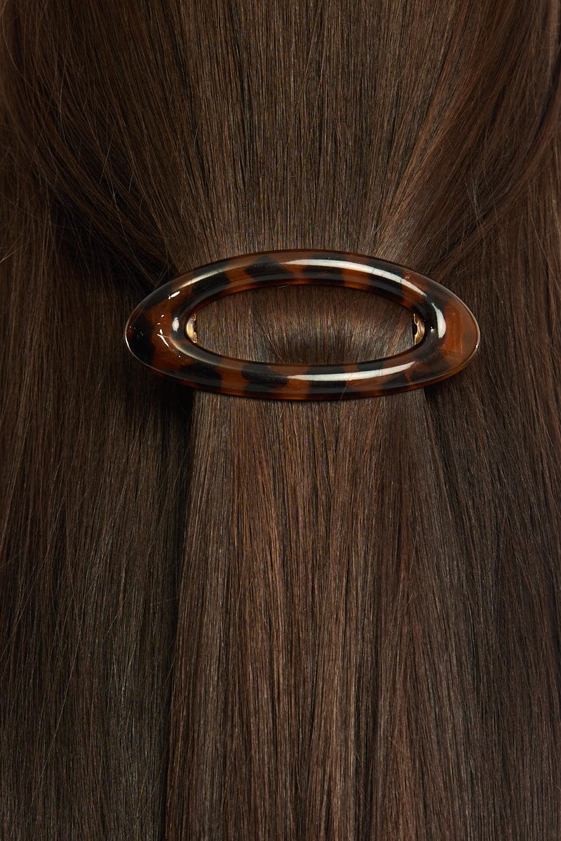 Brown Animal Print Hair Barrette - Image 2