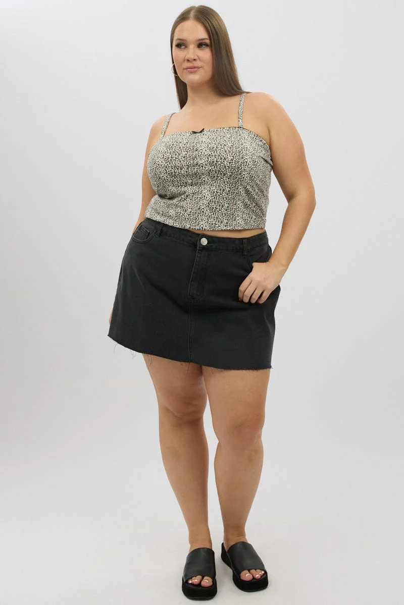 Brown Animal Print Singlet Top Sleeveless - Image 2