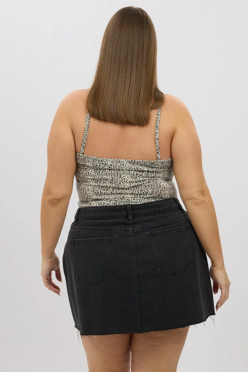 Brown Animal Print Singlet Top Sleeveless - Image 5