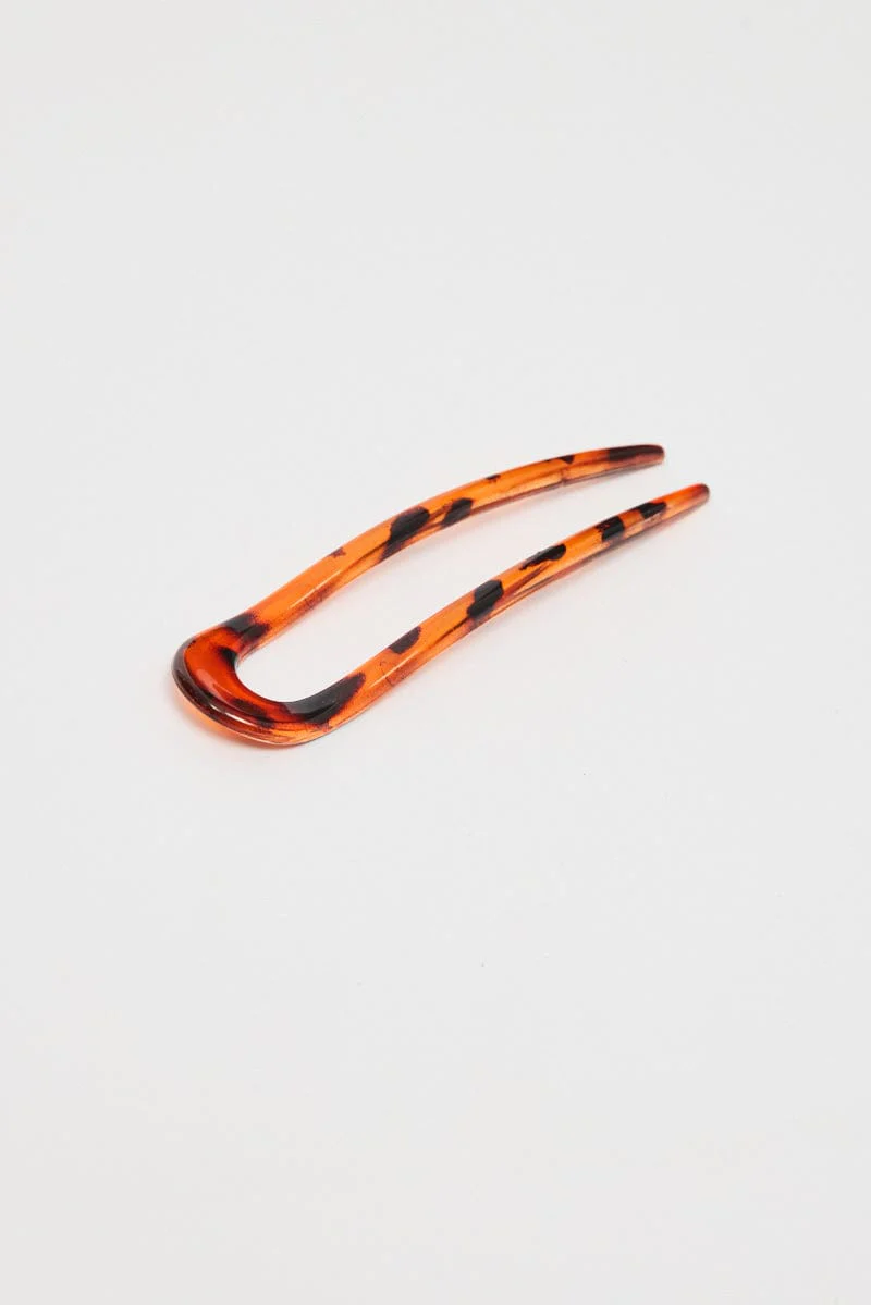 Brown Animal Print Tortie Hair Pin
